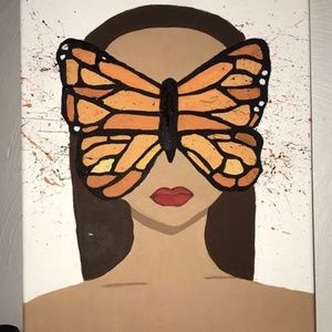 Blinded Beauty Acrylic Painting (Butterflies and Paint Splatter)